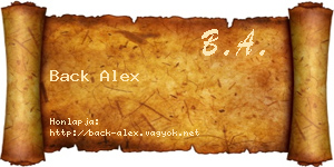 Back Alex névjegykártya