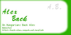 alex back business card